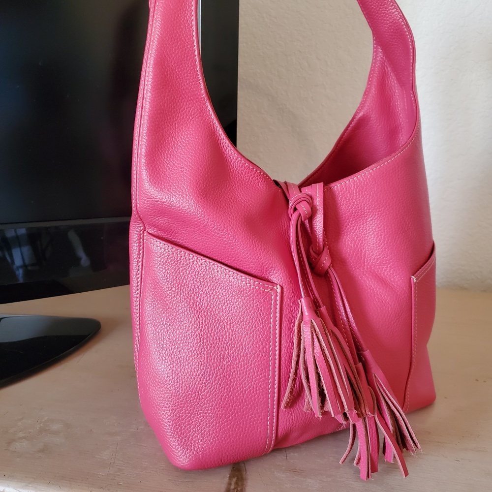 Beautiful Laggo Pink Pebbled Leather Hobo Bag New/Without Tag - Picture 6 of 6